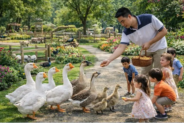 M&ocirc; h&igrave;nh nu&ocirc;i ngỗng sư tử thả vườn