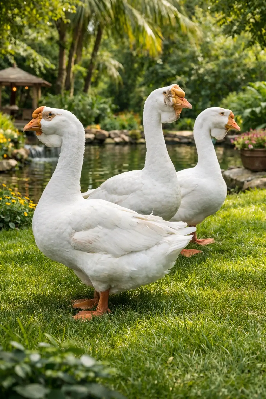 Nu&ocirc;i ngỗng trong s&acirc;n vườn gi&uacute;p giữ kh&iacute; tốt v&agrave; bảo vệ t&agrave;i lộc