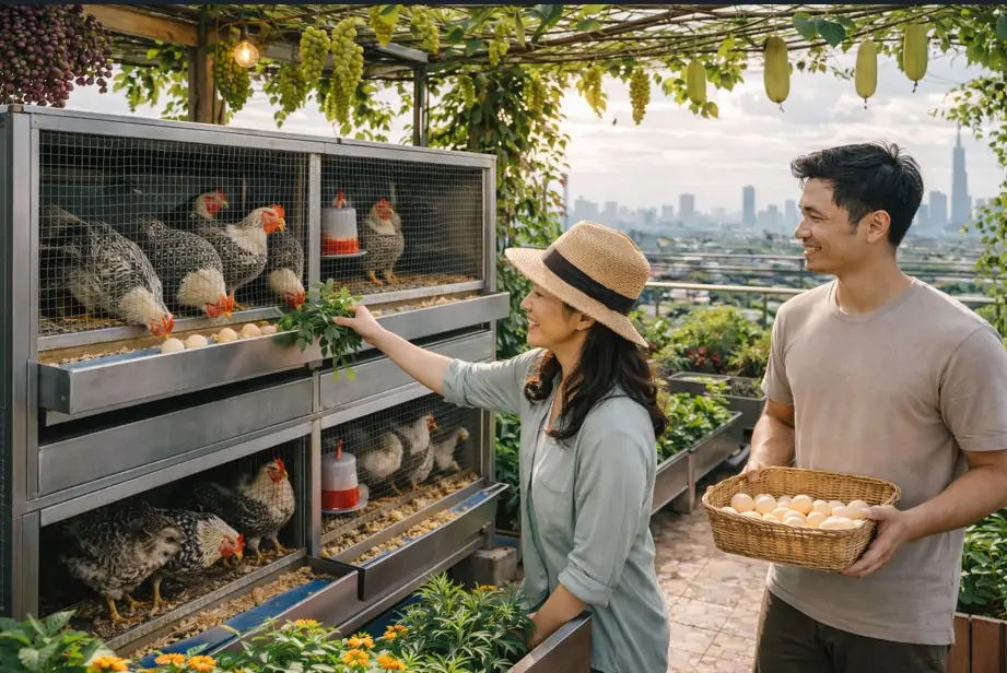 Nu&ocirc;i g&agrave; Ai Cập vằn tr&ecirc;n s&acirc;n thượng