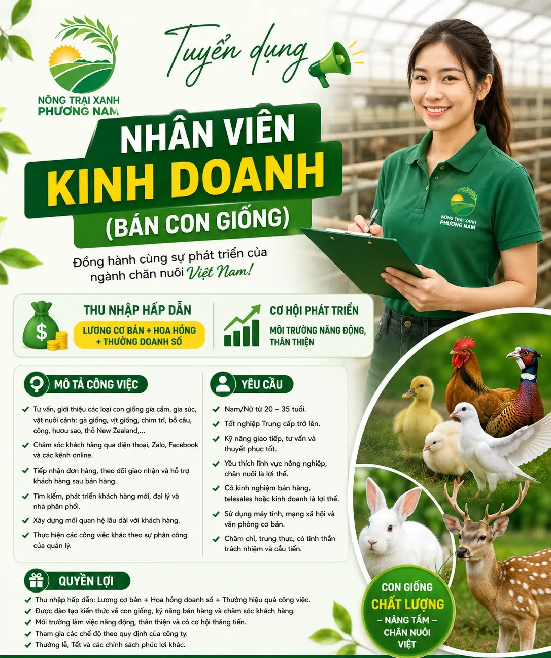 Nh&acirc;n vi&ecirc;n Kinh doanh tại N&ocirc;ng trại Xanh Phương Nam